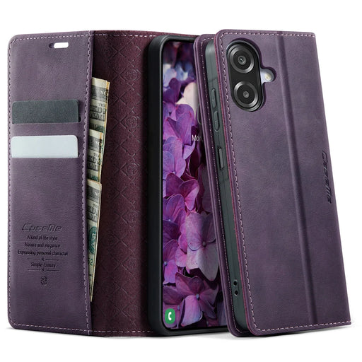 CASEME For Samsung Galaxy A08 5G / A08 4G / A07 4G / A06 4G / A06 5G Case  033 Series RFID Blocking Wallet Stand Calf Texture Leather Phone Cover - Purple - 1