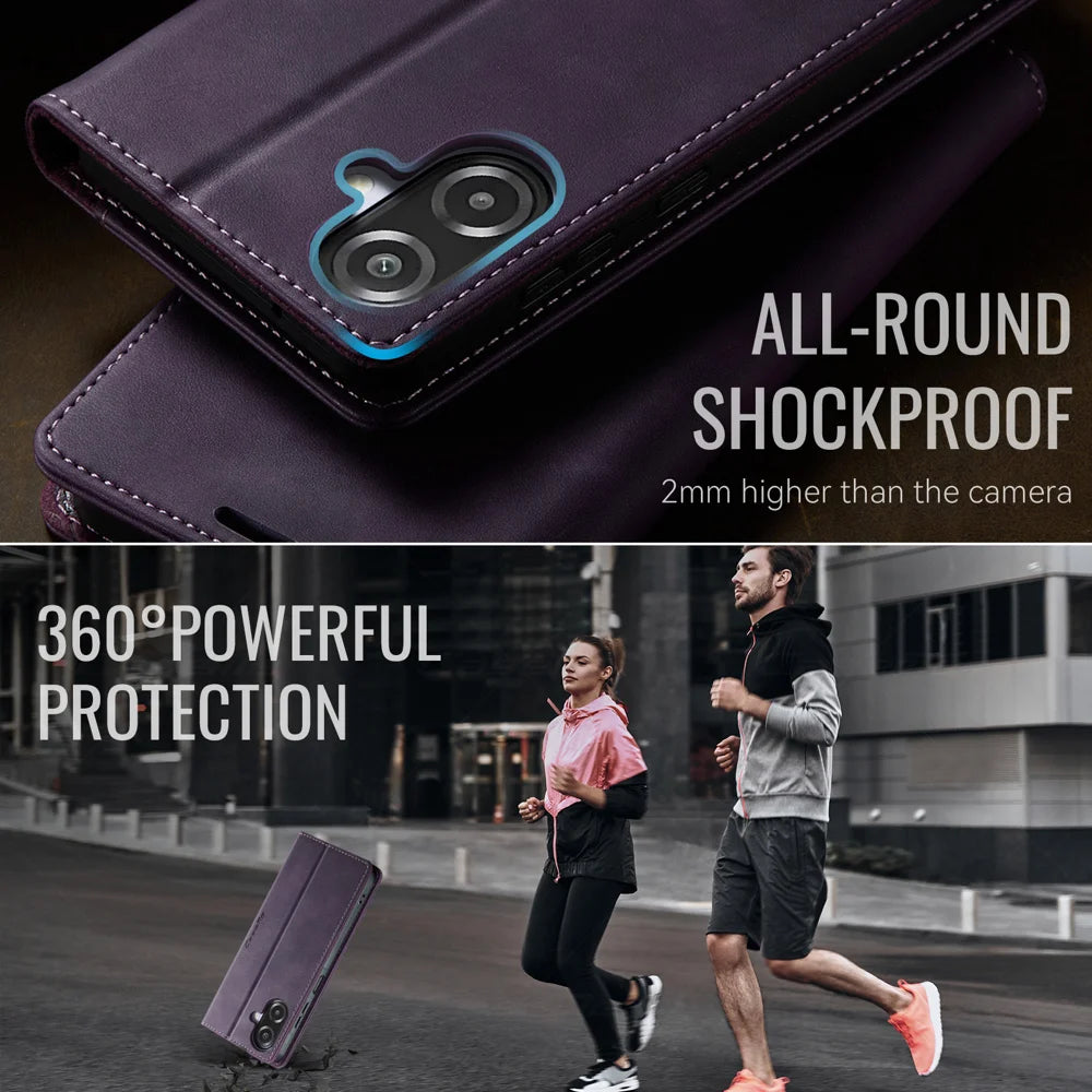 CASEME For Samsung Galaxy A08 5G / A08 4G / A07 4G / A06 4G / A06 5G Case  033 Series RFID Blocking Wallet Stand Calf Texture Leather Phone Cover - Purple - 6