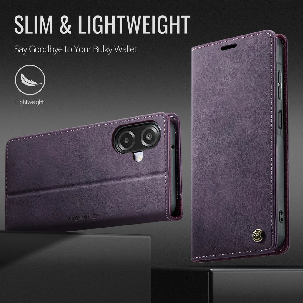 CASEME For Samsung Galaxy A08 5G / A08 4G / A07 4G / A06 4G / A06 5G Case  033 Series RFID Blocking Wallet Stand Calf Texture Leather Phone Cover - Purple - 7