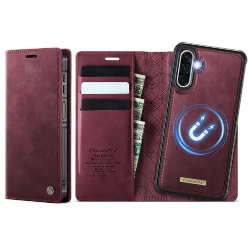 CASEME For Samsung Galaxy A18 5G / A18 4G / A17 5G / A17 4G Magnetic Case  C49 RFID Blocking Detachable Wallet Leather Phone Cover - Red - 1