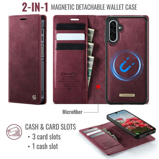 CASEME For Samsung Galaxy A18 5G / A18 4G / A17 5G / A17 4G Magnetic Case  C49 RFID Blocking Detachable Wallet Leather Phone Cover - Red - 2