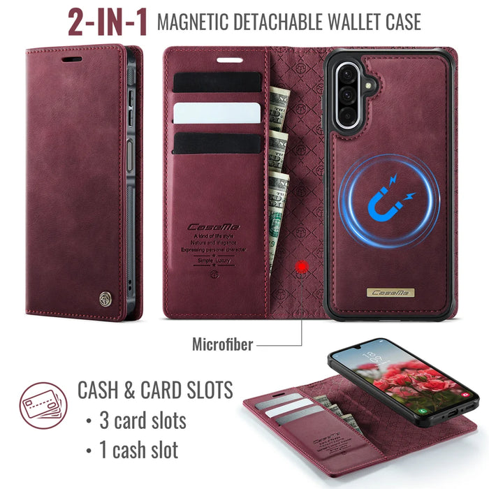 CASEME For Samsung Galaxy A18 5G / A18 4G / A17 5G / A17 4G Magnetic Case  C49 RFID Blocking Detachable Wallet Leather Phone Cover - Red - 2