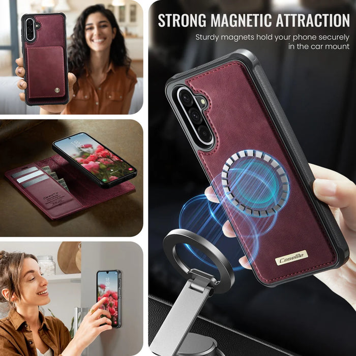 CASEME For Samsung Galaxy A18 5G / A18 4G / A17 5G / A17 4G Magnetic Case  C49 RFID Blocking Detachable Wallet Leather Phone Cover - Red - 3