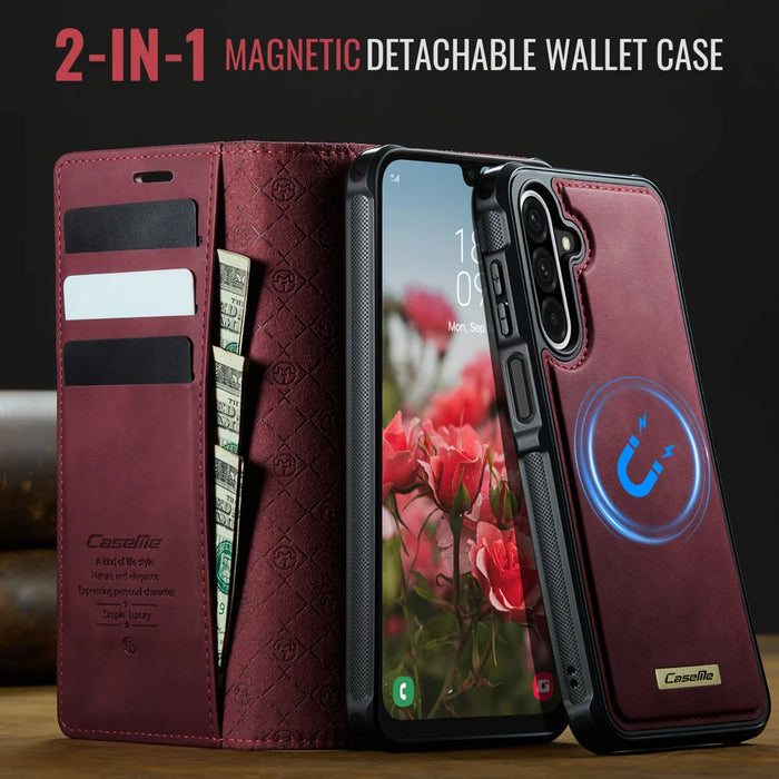 CASEME For Samsung Galaxy A18 5G / A18 4G / A17 5G / A17 4G Magnetic Case  C49 RFID Blocking Detachable Wallet Leather Phone Cover - Red - 4