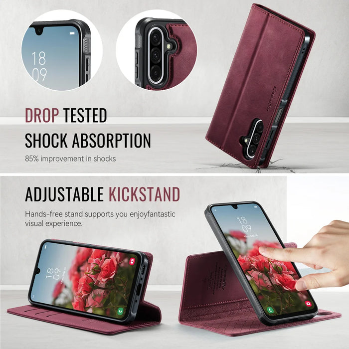 CASEME For Samsung Galaxy A18 5G / A18 4G / A17 5G / A17 4G Magnetic Case  C49 RFID Blocking Detachable Wallet Leather Phone Cover - Red - 5