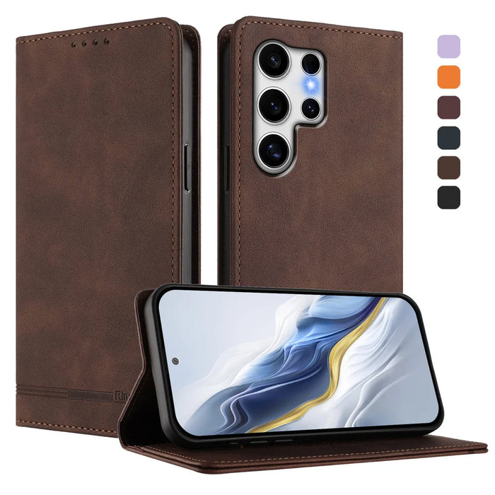 For Samsung Galaxy S25 Ultra Case RINACASIS RC23 RFID Blocking Wallet Stand PU Leather Phone Cover - Brown - 2