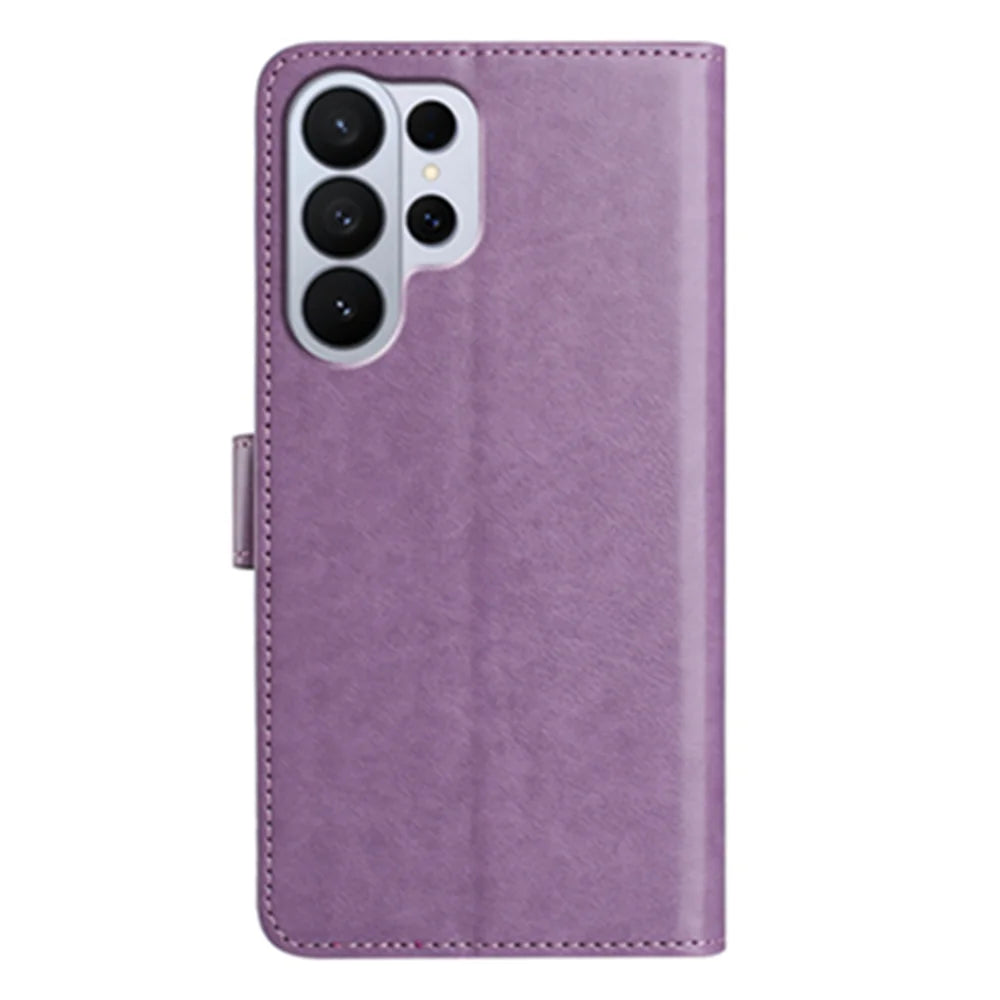 For Samsung Galaxy S26 Ultra Wallet Phone Case Stand PU Leather Folio Flip Cover with 8 Card Slot - Purple - 2