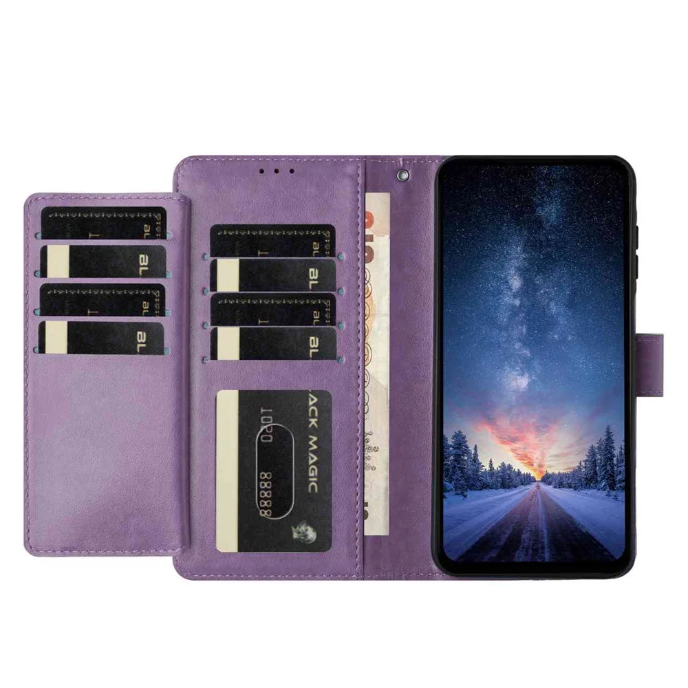 For Samsung Galaxy S26 Ultra Wallet Phone Case Stand PU Leather Folio Flip Cover with 8 Card Slot - Purple - 7