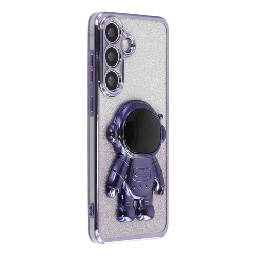 For Samsung Galaxy A56 5G Case with Astronaut Kickstand PC + TPU Phone Cover Shiny Glitter - Purple - 1