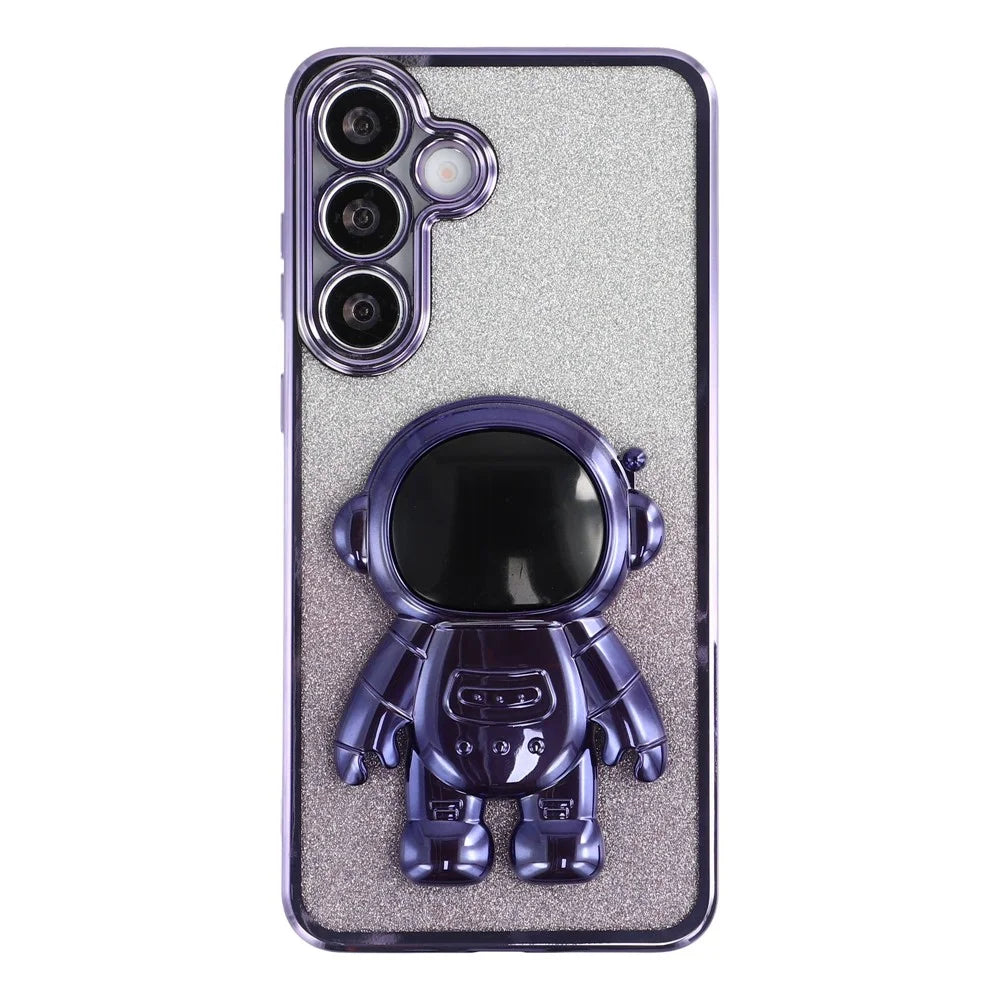 For Samsung Galaxy A56 5G Case with Astronaut Kickstand PC + TPU Phone Cover Shiny Glitter - Purple - 2