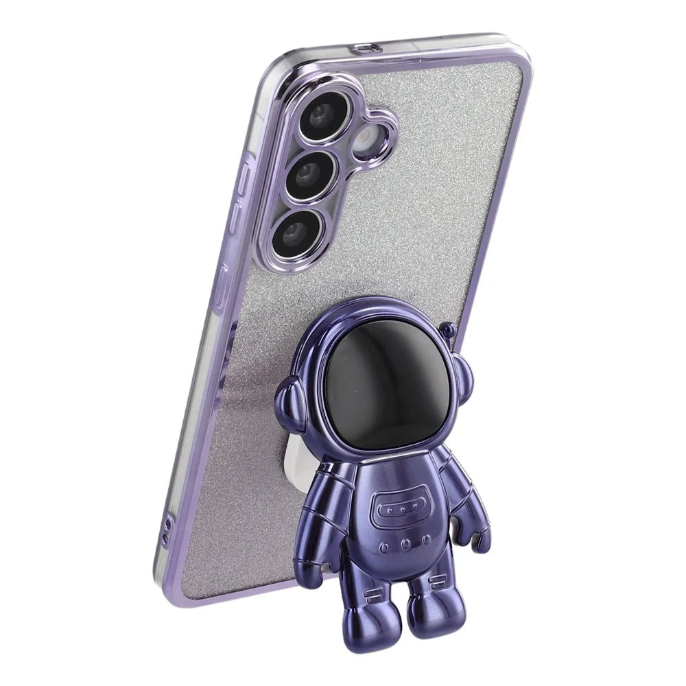 For Samsung Galaxy A56 5G Case with Astronaut Kickstand PC + TPU Phone Cover Shiny Glitter - Purple - 4
