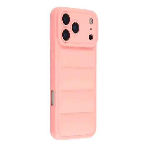 For iPhone 17 Pro Max TPU Case Down Jacket Design Shock-Absorbent Phone Protector - Pink - 1