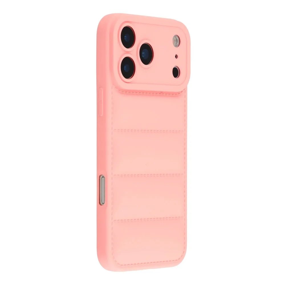 For iPhone 17 Pro Max TPU Case Down Jacket Design Shock-Absorbent Phone Protector - Pink - 1