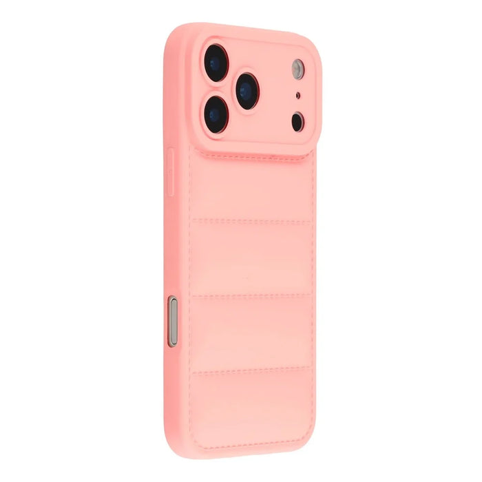For iPhone 17 Pro Max TPU Case Down Jacket Design Shock-Absorbent Phone Protector - Pink - 1