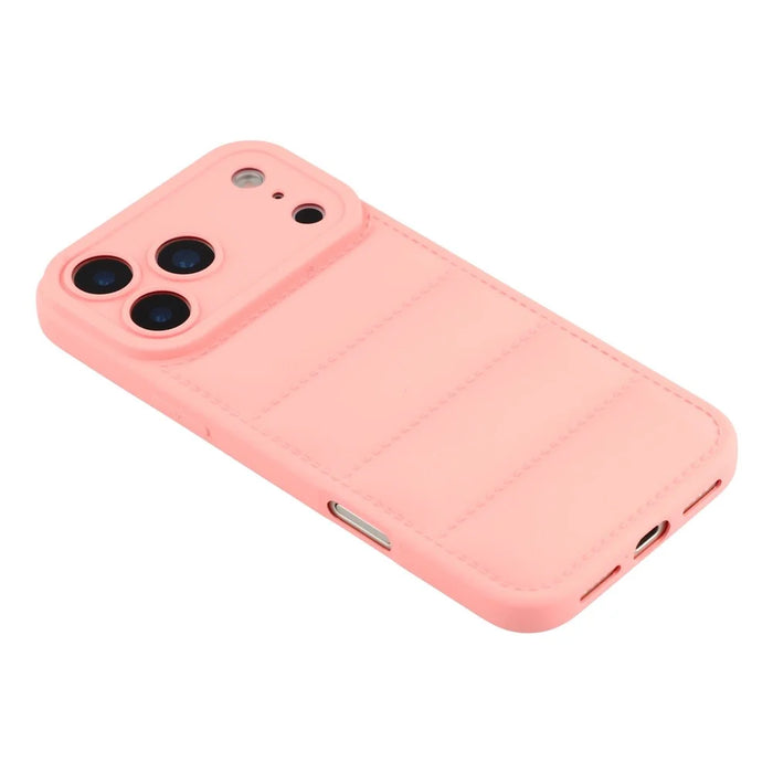 For iPhone 17 Pro Max TPU Case Down Jacket Design Shock-Absorbent Phone Protector - Pink - 4