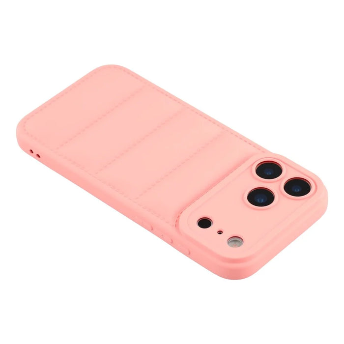 For iPhone 17 Pro Max TPU Case Down Jacket Design Shock-Absorbent Phone Protector - Pink - 5