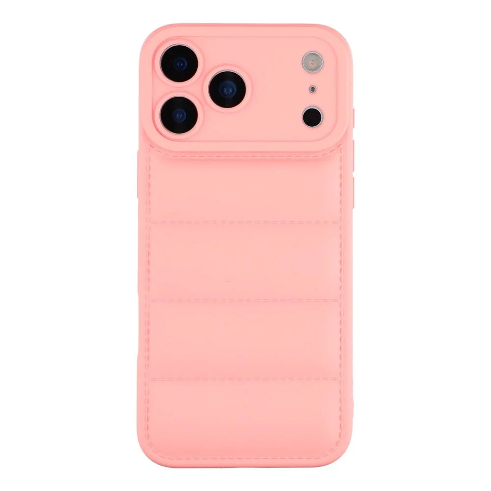 For iPhone 17 Pro TPU Case Down Jacket Design Shock-Absorbent Phone Protector - Pink - 3