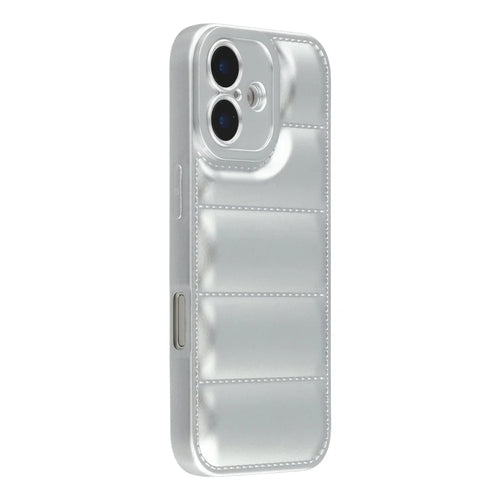 For iPhone 17 TPU Case Down Jacket Design Shock-Absorbent Phone Protector - Silver - 1