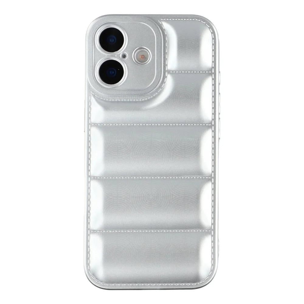 For iPhone 17 TPU Case Down Jacket Design Shock-Absorbent Phone Protector - Silver - 3