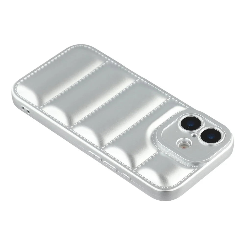 For iPhone 17 TPU Case Down Jacket Design Shock-Absorbent Phone Protector - Silver - 4