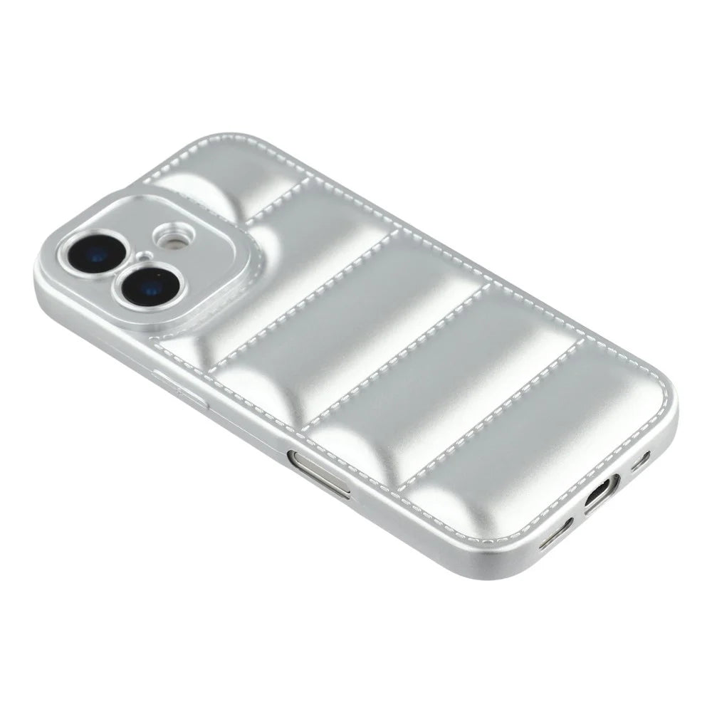 For iPhone 17 TPU Case Down Jacket Design Shock-Absorbent Phone Protector - Silver - 5
