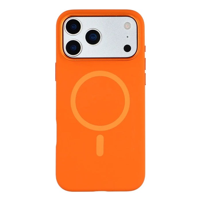 MUTURAL For iPhone 17 Pro Max Case Compatible with MagSafe Liquid Silicone + PC Back Cover with Metal Camera Frame - Orange - 3