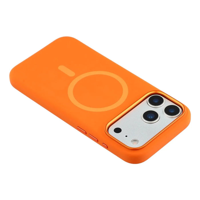 MUTURAL For iPhone 17 Pro Max Case Compatible with MagSafe Liquid Silicone + PC Back Cover with Metal Camera Frame - Orange - 5