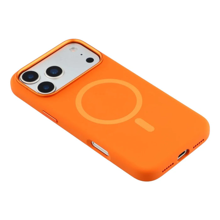MUTURAL For iPhone 17 Pro Max Case Compatible with MagSafe Liquid Silicone + PC Back Cover with Metal Camera Frame - Orange - 6