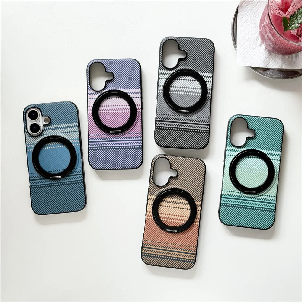 For iPhone 16 Magnetic Case Rotation Kickstand PU Leather + TPU Phone Cover - Black - 7