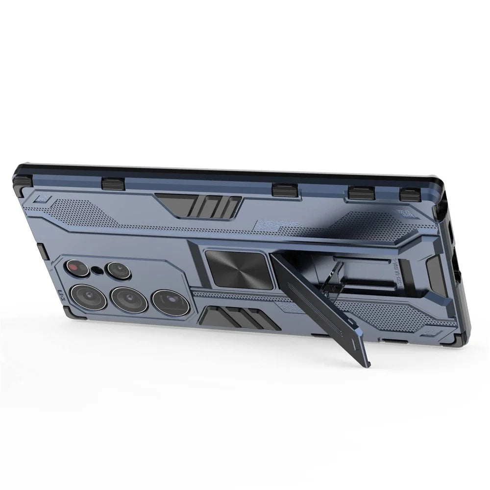 For Samsung Galaxy S23 Ultra Hybrid Hard PC Soft TPU Shockproof Phone Case Kickstand Non-slip Protective Cover - Blue - 2