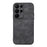 For Samsung Galaxy S23 Ultra Phone Protector Shell, Textured PU Leather Coated PC+TPU Phone Cover - Black - 1
