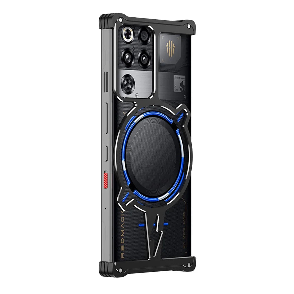 For ZTE nubia RedMagic 11 Pro 5G / 11 Pro+ 5G Bumper Magnetic Case Aluminium Alloy Metal Frameless Phone Cover - Black / Silver - 1