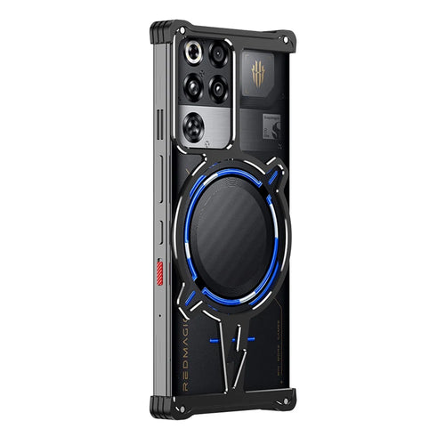 For ZTE nubia RedMagic 11 Pro 5G / 11 Pro+ 5G Bumper Magnetic Case Aluminium Alloy Metal Frameless Phone Cover - Black / Silver - 1