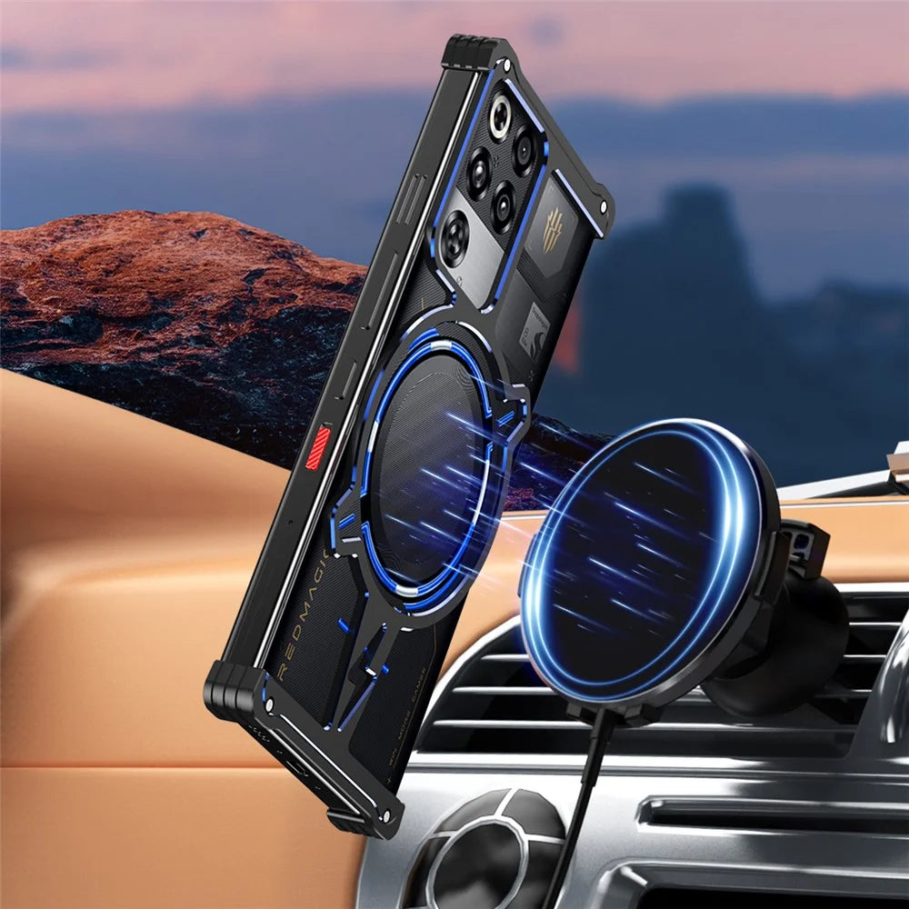 For ZTE nubia RedMagic 11 Pro 5G / 11 Pro+ 5G Bumper Magnetic Case Aluminium Alloy Metal Frameless Phone Cover - Black / Silver - 7