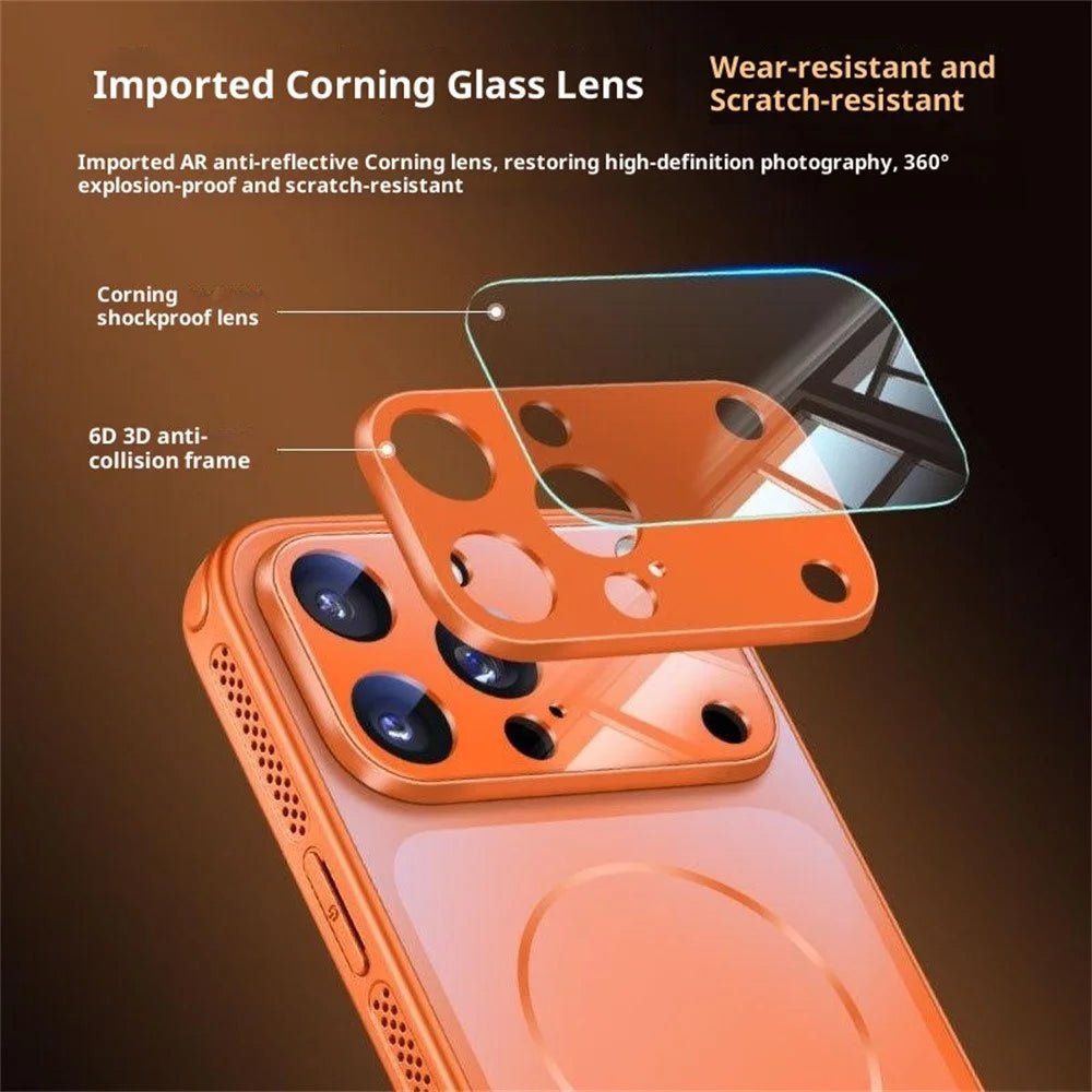 For iPhone 17 Pro Case Compatible with MagSafe Full Protection Matte Skin Feel PC + TPU Phone Cover - Orange - 3