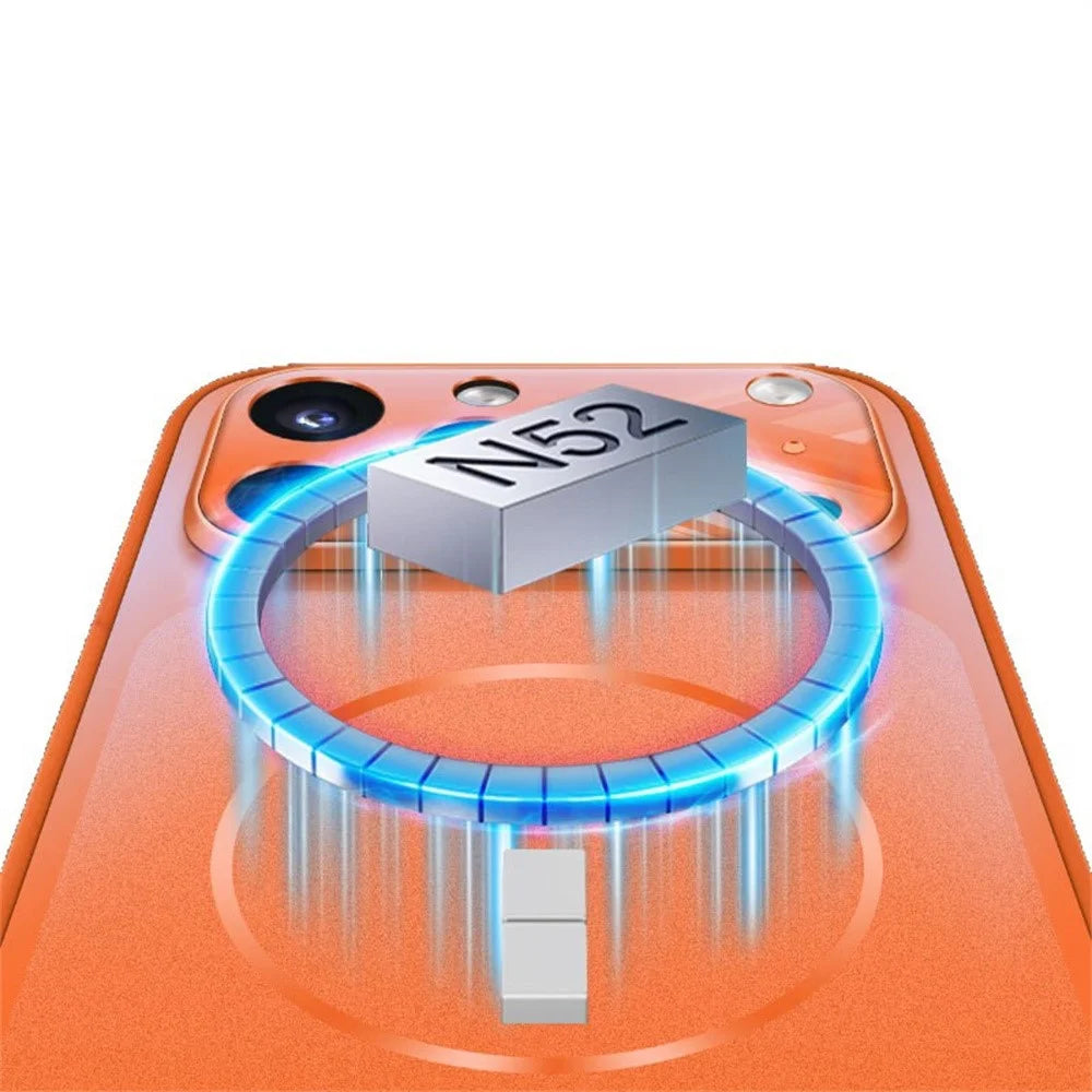 For iPhone 17 Pro Case Compatible with MagSafe Full Protection Matte Skin Feel PC + TPU Phone Cover - Orange - 4