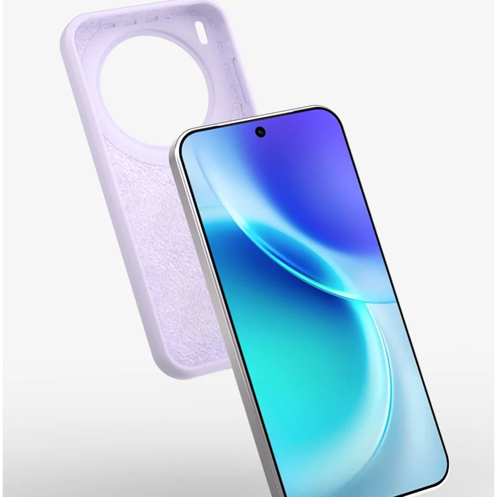 For vivo X300 Pro 5G Liquid Silicone Phone Case Skin-Friendly Shockproof Protective Back Cover - Pea Purple - 4