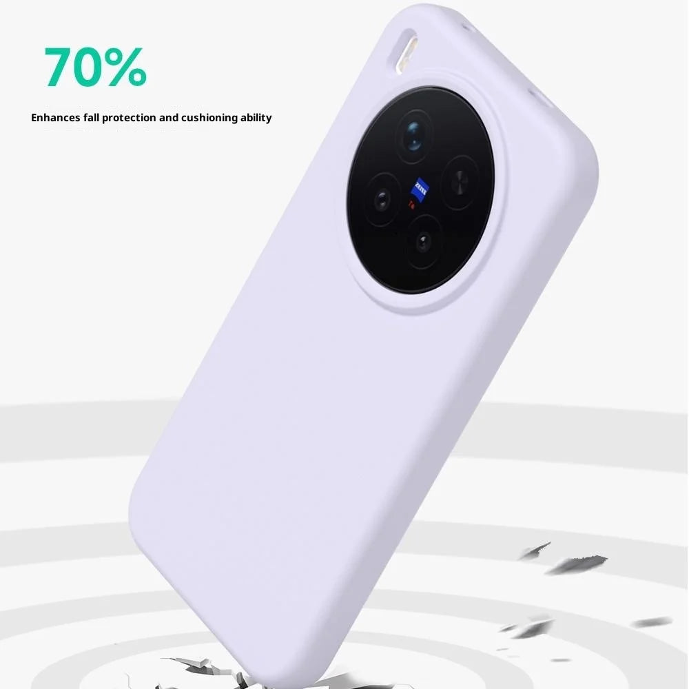 For vivo X300 Pro 5G Liquid Silicone Phone Case Skin-Friendly Shockproof Protective Back Cover - Pea Purple - 5