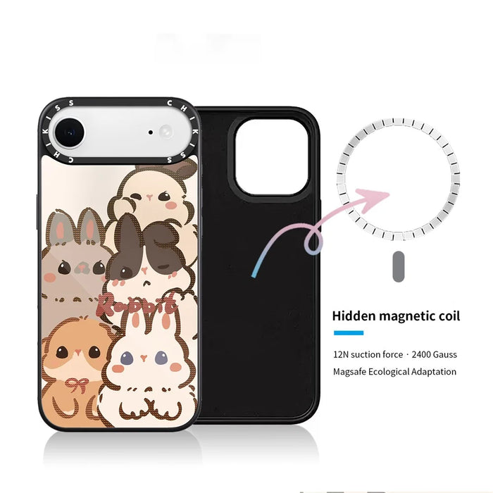 For iPhone Air Case Compatible with MagSafe Pattern Printing TPU PC High Aluminium-silicon Glass Phone Cover - Style A - 2