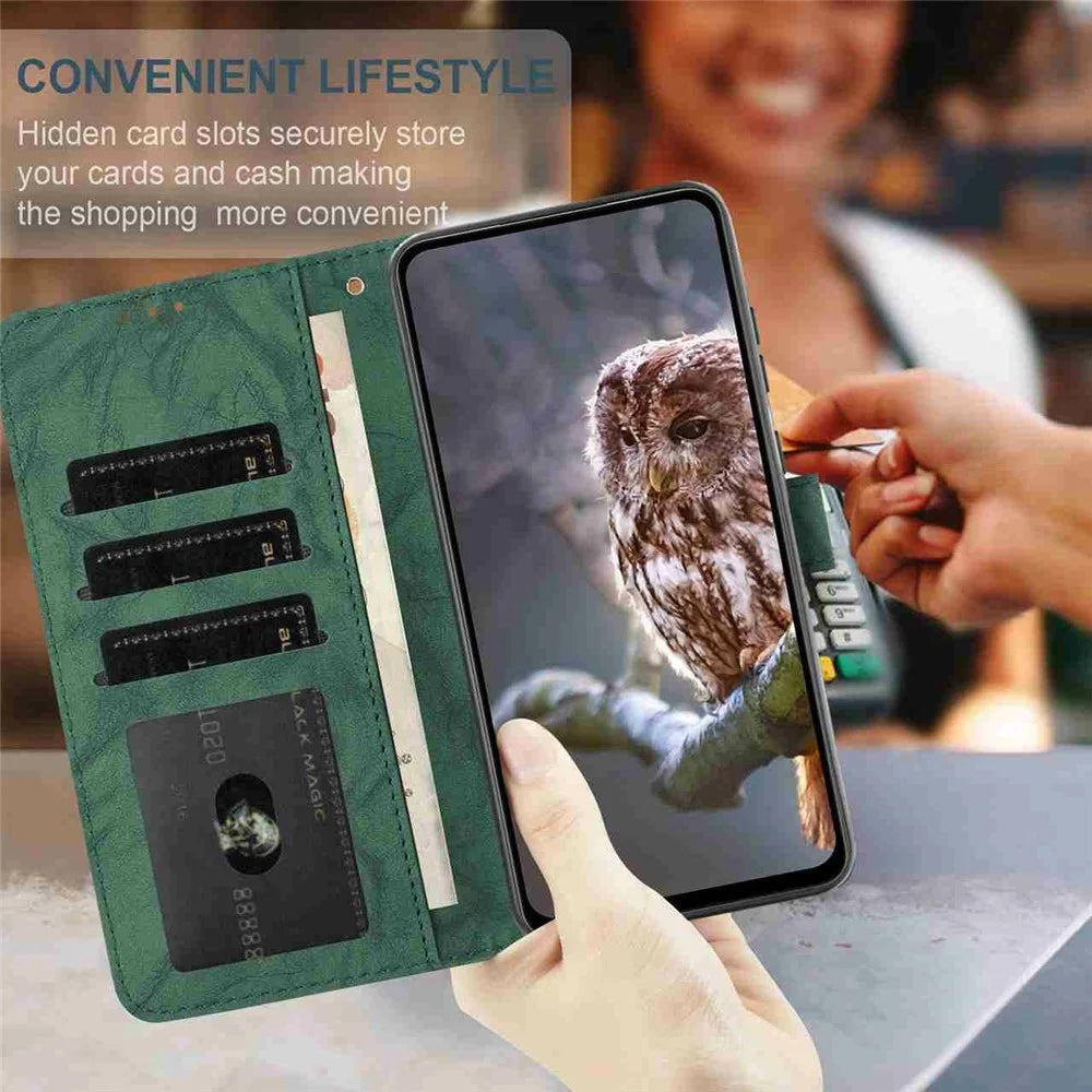 For Samsung Galaxy S25 Leather Case Butterfly Flower Imprinted Wallet Stand Flip Phone Cover with Wrist Strap - Green - 4