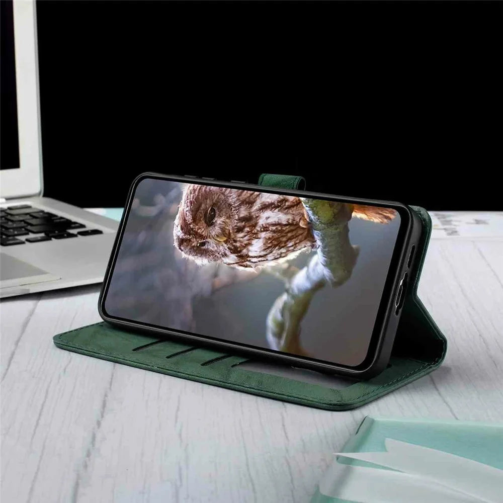 For Samsung Galaxy S25 Edge Leather Case Butterfly Flower Imprinted Wallet Stand Flip Phone Cover with Wrist Strap - Green - 3