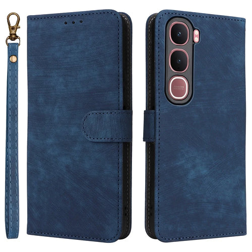 For vivo Y31 5G / Y21d Case Wallet RFID Blocking PU Leather Phone Cover Stand with Strap - Blue - 1