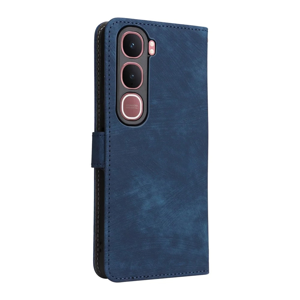 For vivo Y31 5G / Y21d Case Wallet RFID Blocking PU Leather Phone Cover Stand with Strap - Blue - 7