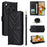For ZTE nubia Focus 2 5G Leather Case Stand Wallet Phone Cover with Shoulder / Wrist Strap - Black - 1