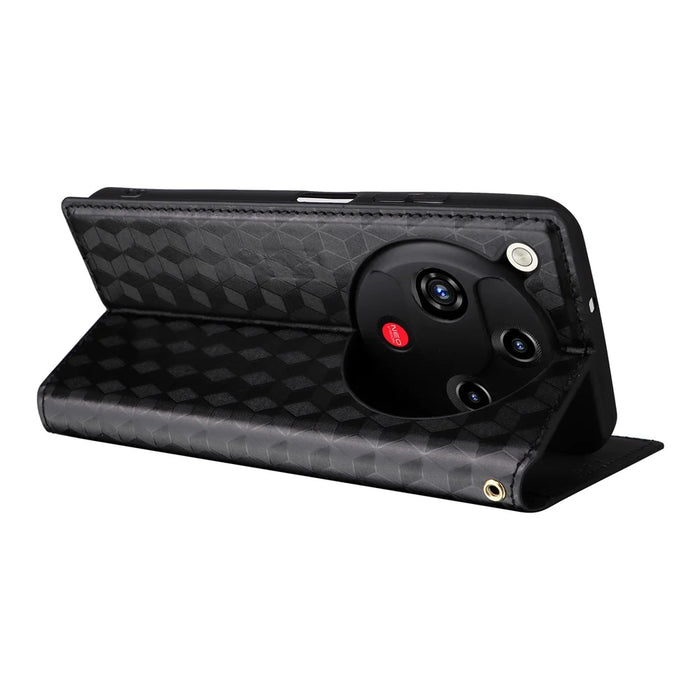 For ZTE nubia Focus 2 5G Case Wallet Rhombus Imprinted Leather Phone Cover - Black - 4
