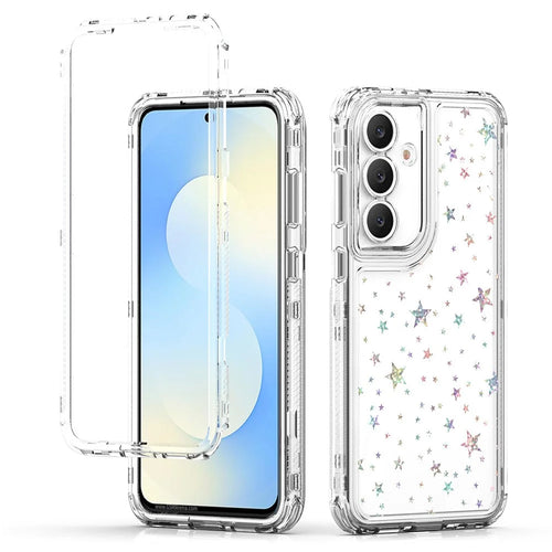 For Samsung Galaxy S25 FE Case Precise Cutouts Acrylic TPU Clear Phone Cover with Laser-printed Film - Stars - 1