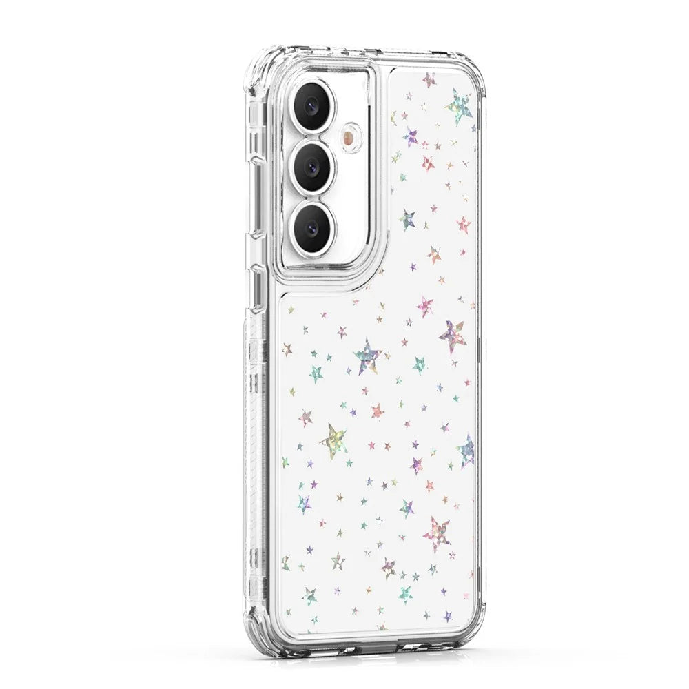 For Samsung Galaxy S25 FE Case Precise Cutouts Acrylic TPU Clear Phone Cover with Laser-printed Film - Stars - 2