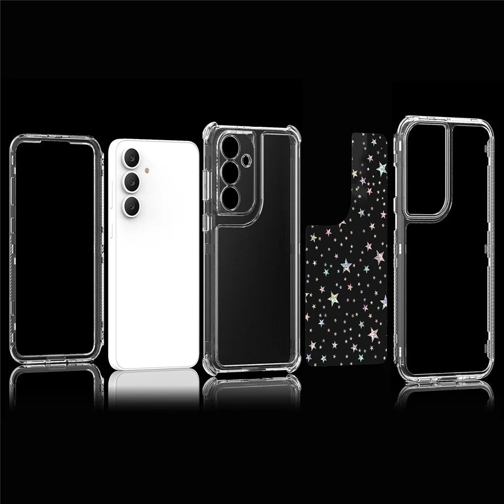 For Samsung Galaxy S25 FE Case Precise Cutouts Acrylic TPU Clear Phone Cover with Laser-printed Film - Stars - 7