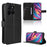 For TCL K32 5G / TCL K33 5G Leather Wallet Case with Strap Diamond Texture Phone Cover - Black - 1