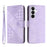 For Samsung Galaxy S26 Leather Wallet Case Butterfly Flower Imprinted Phone Cover with Strap - Purple - 1